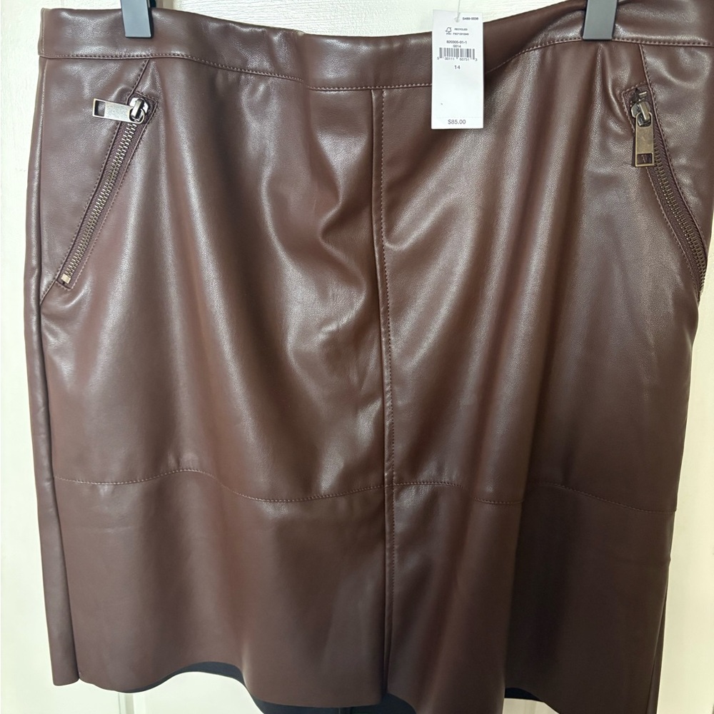 Brown Faux Leather Skirt